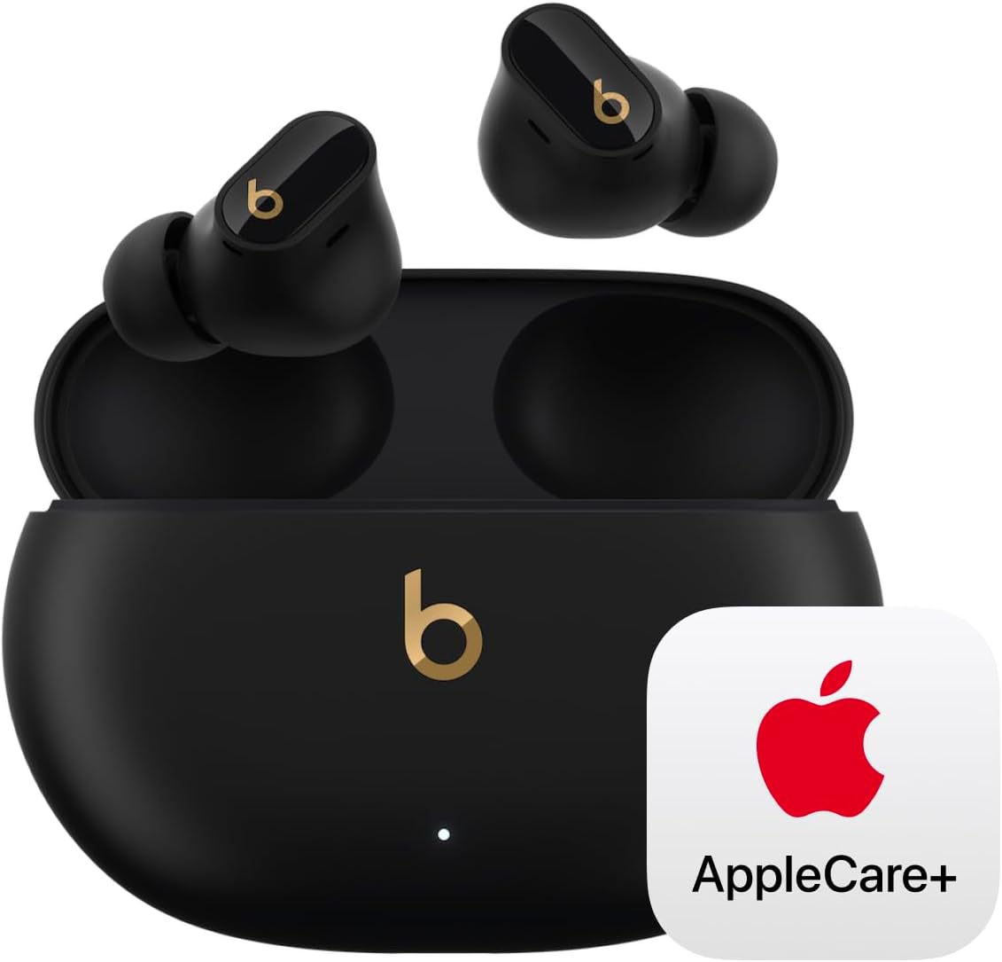 Beats Studio Buds + | True Wireless Noise Cancelling Earbuds, Enhanced Apple & Android Compatibility, Built-in Microphone, Sweat Resistant Bluetooth Headphones, Spatial Audio - Black/Gold