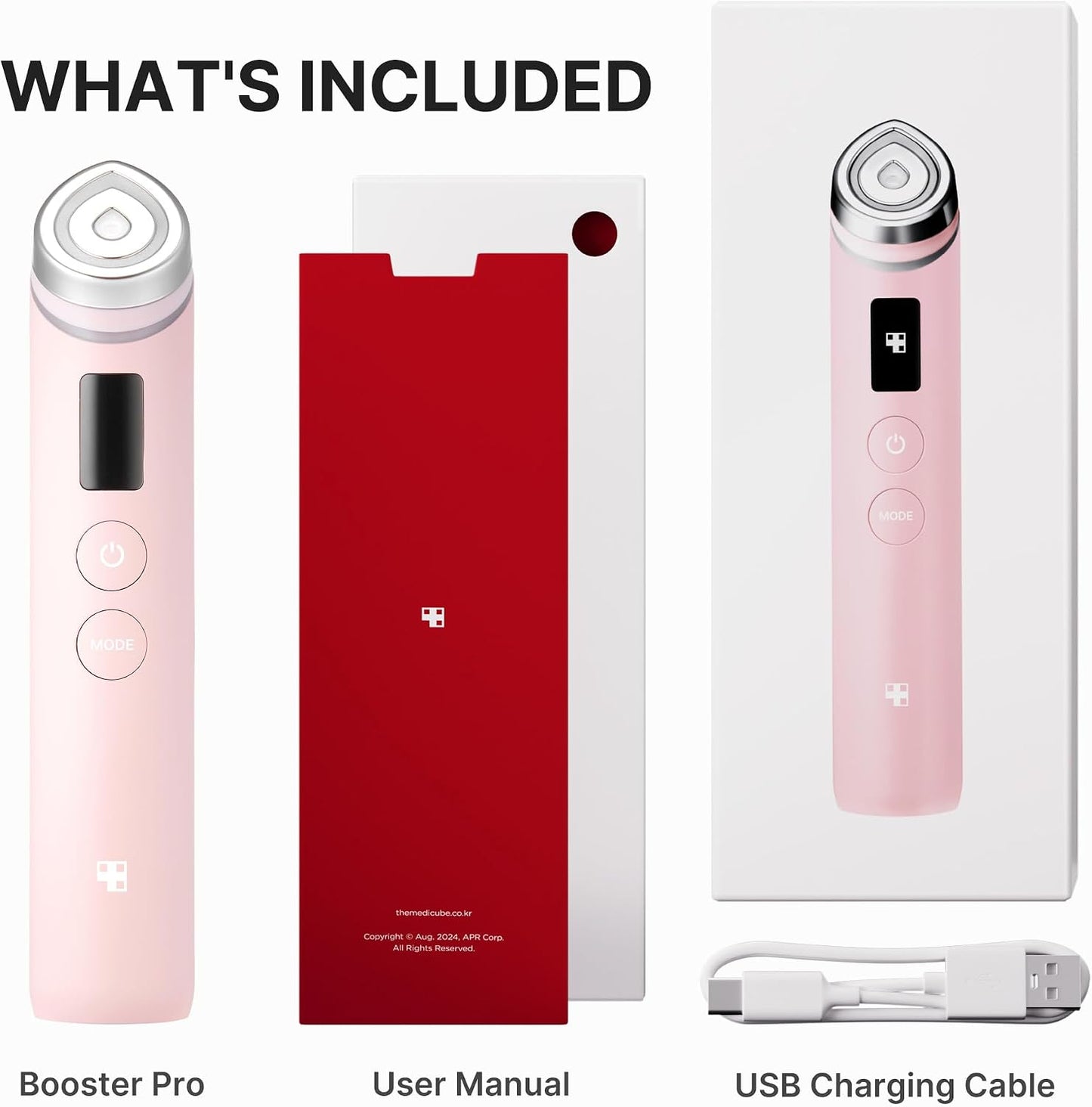medicube Booster Pro | 6-in-1 Real Glass Glow Beauty Massager | for Clear, Radiant, Firmer-Looking Skin | Korean Skin Care | Pink