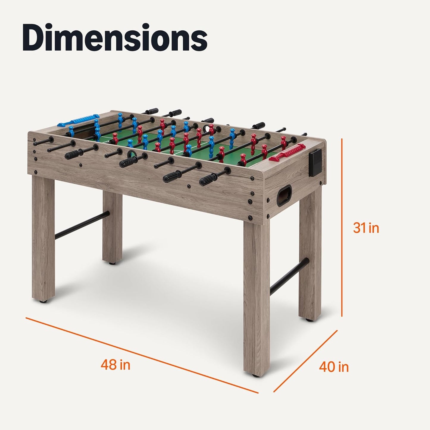 Amazon Basics 48-Inch Foosball Table Soccer Game Room Size with 4 Balls and 2 Cupholders, Oak
