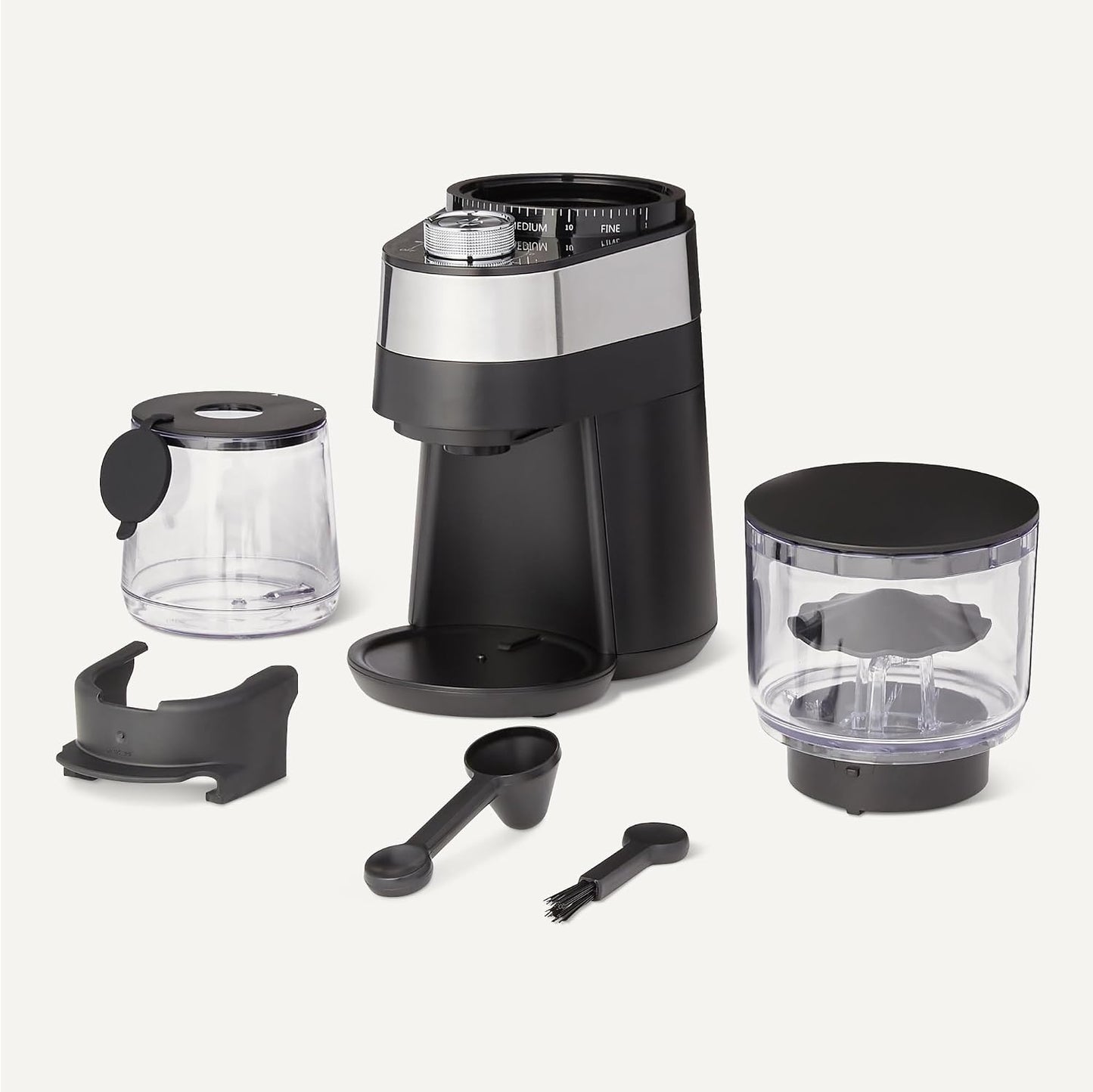 Amazon Basics Burr Coffee Grinder, 30 Grind Settings for French Press, Drip Coffee and Espresso, Anti-Static System, 6.5-Ounce Hopper, Black