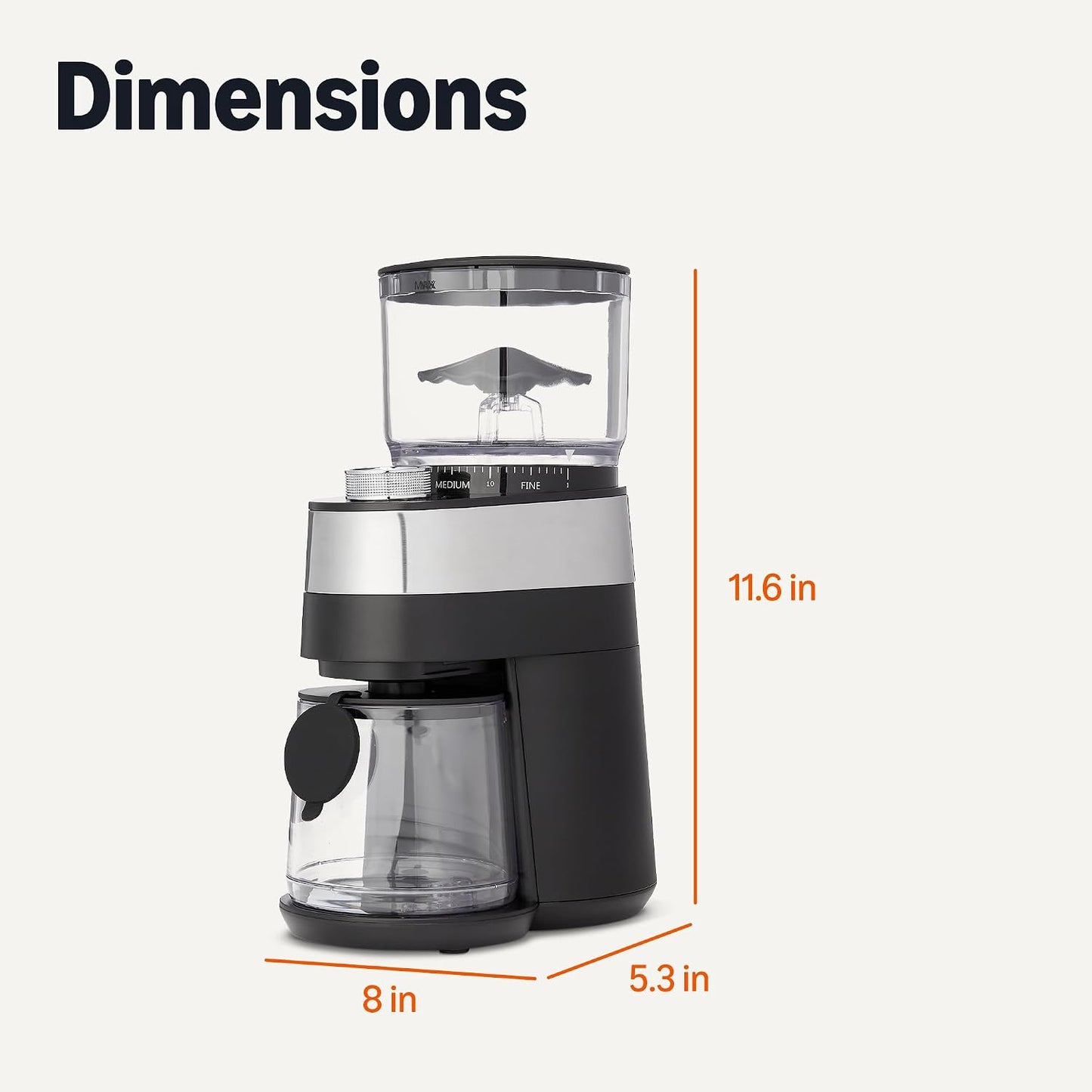 Amazon Basics Burr Coffee Grinder, 30 Grind Settings for French Press, Drip Coffee and Espresso, Anti-Static System, 6.5-Ounce Hopper, Black