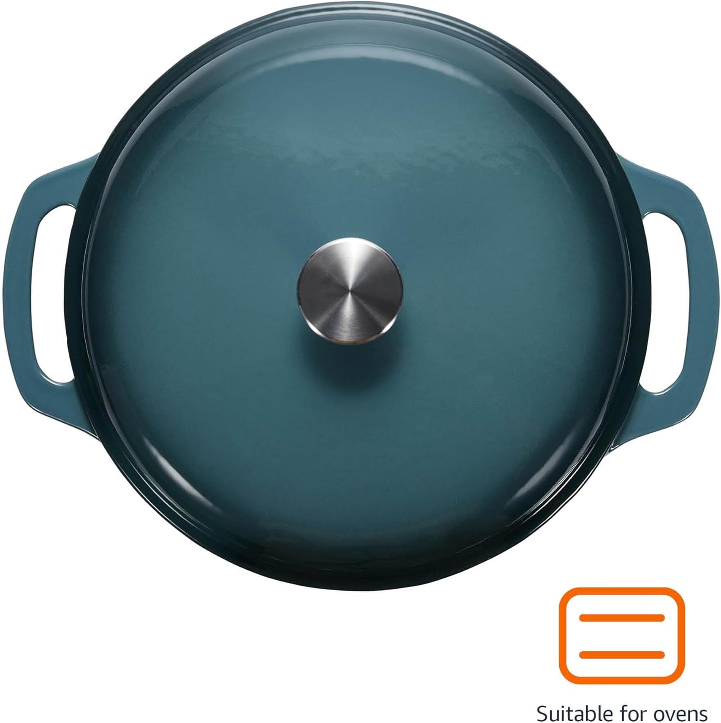 Amazon Basics Enameled Cast Iron Dutch Oven Pot with Lid, Round, Dual Handles, Heavy-Duty, Oven Safe for Stews, Roasting, Baking,6-Quart, Gray
