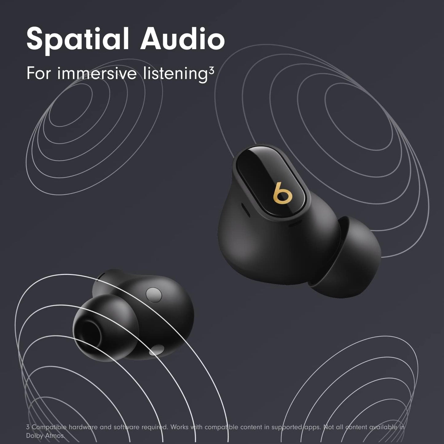 Beats Studio Buds + | True Wireless Noise Cancelling Earbuds, Enhanced Apple & Android Compatibility, Built-in Microphone, Sweat Resistant Bluetooth Headphones, Spatial Audio - Black/Gold