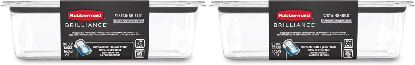 Rubbermaid Brilliance Tritan Plastic Food Storage Containers BPA Free Airtight Lids Ideal for Lunch Meal Prep & Leftovers Set of 5 (3.2 Cup)