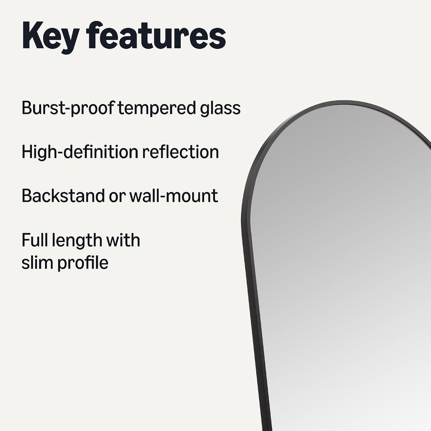 Amazon Basics Full Length Floor Mirror, 59" x 16" x 0.55", Black