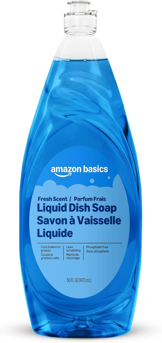 Amazon Basics Dish Soap, Fresh Scent, 50 fl oz, Pack of 1, Packaging May Vary
