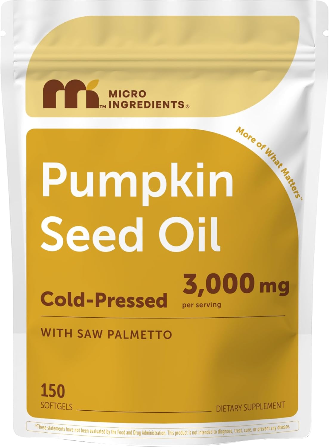 Micro Ingredients Pumpkin Seed Oil with Saw Palmetto, 150 Softgels | Cold Pressed, Pure Virgin Oil, Essential Fatty Acids, & Phytosterols | Natural Herbal Supplement | Non-GMO