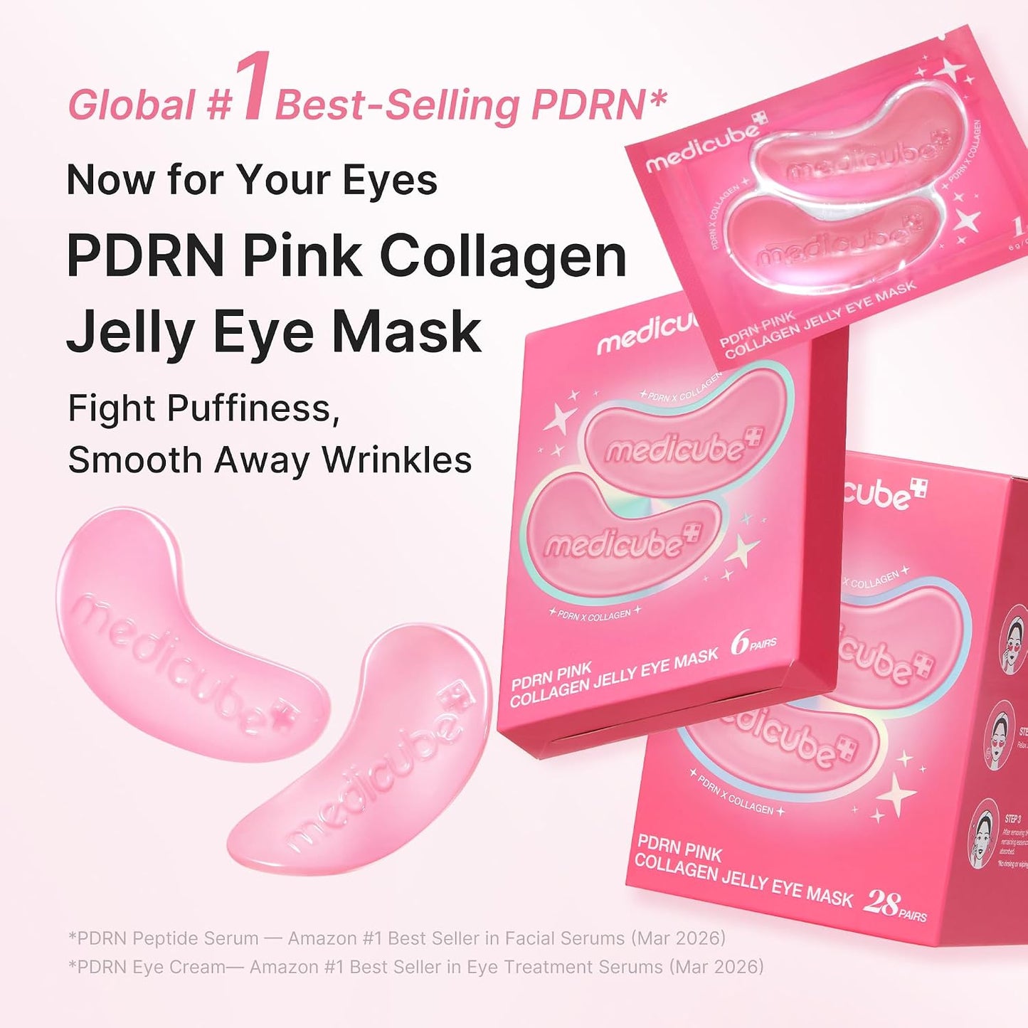 medicube PDRN Pink Collagen Jelly Eye Mask | Hydrogel Eye Patches with PDRN, Collagen, NAD | Refreshing for Puffy, Tired Eyes | Firming for Look of Wrinkles, Fine Lines | Korean Skincare (6 Pairs)
