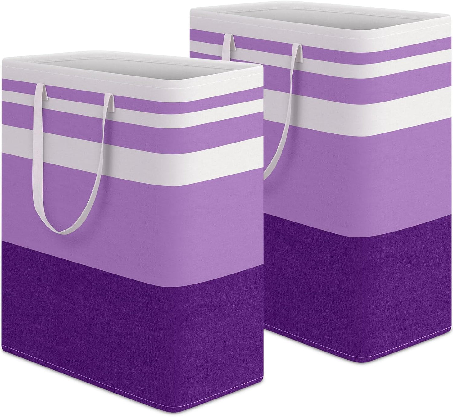HomeHacks 2 Pack Large Laundry Baskets, Waterproof, Freestanding Laundry Hampers, Collapsible Clothes Hamper with Reinforced Handles in Laundry, College Dorm, Bathroom, Bedroom (Pink, 75Lx2)