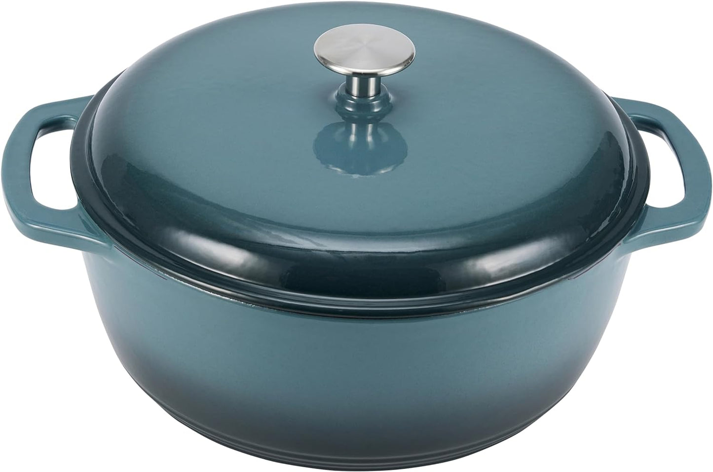 Amazon Basics Enameled Cast Iron Dutch Oven Pot with Lid, Round, Dual Handles, Heavy-Duty, Oven Safe for Stews, Roasting, Baking,6-Quart, Gray