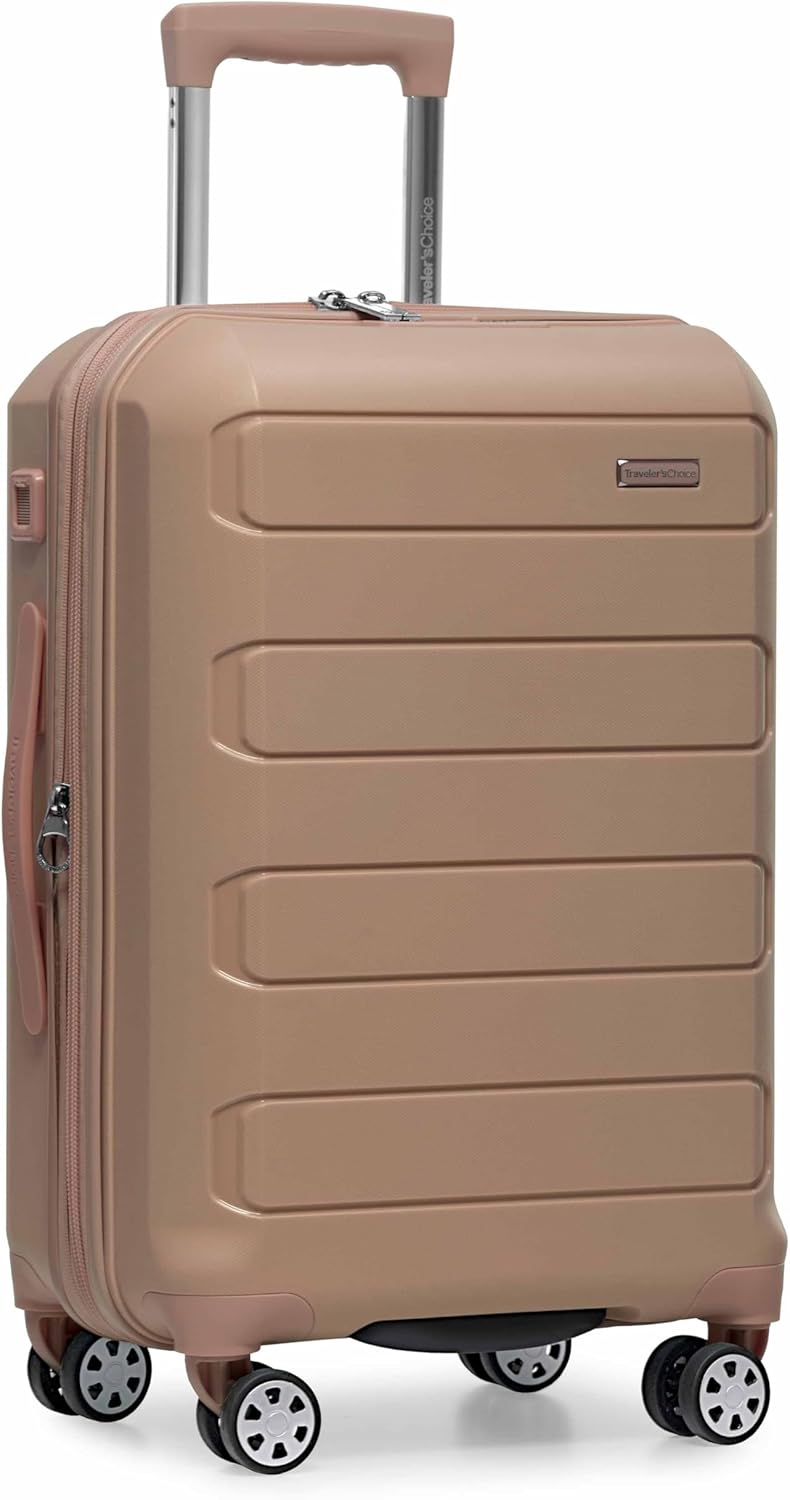 Traveler's Choice Pagosa Hardshell Expandable Luggage with Spinner Wheels, Baby Blue, 22-Inch Carry-on