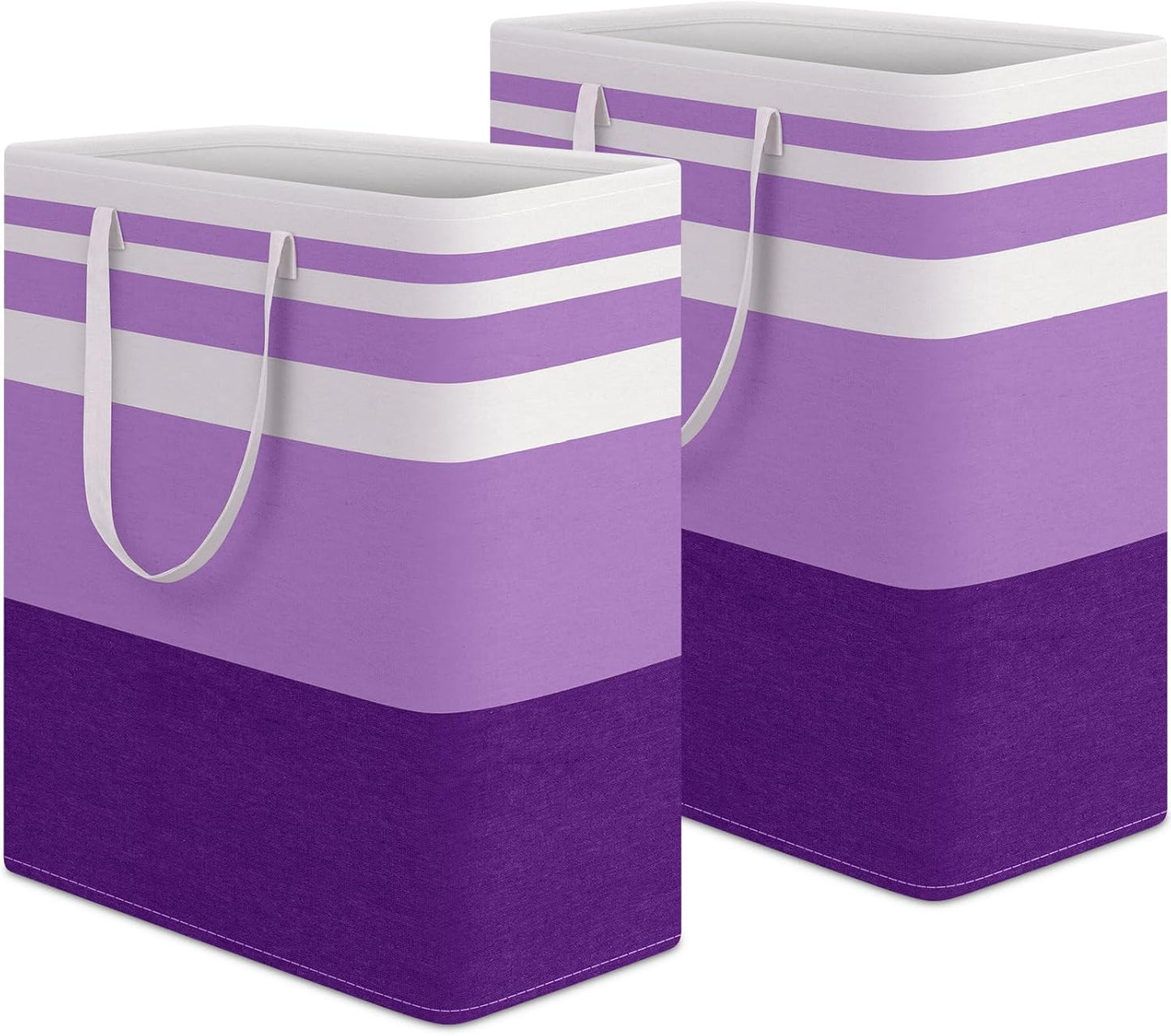 HomeHacks 2 Pack Large Laundry Baskets, Waterproof, Freestanding Laundry Hampers, Collapsible Clothes Hamper with Reinforced Handles in Laundry, College Dorm, Bathroom, Bedroom (Pink, 75Lx2)