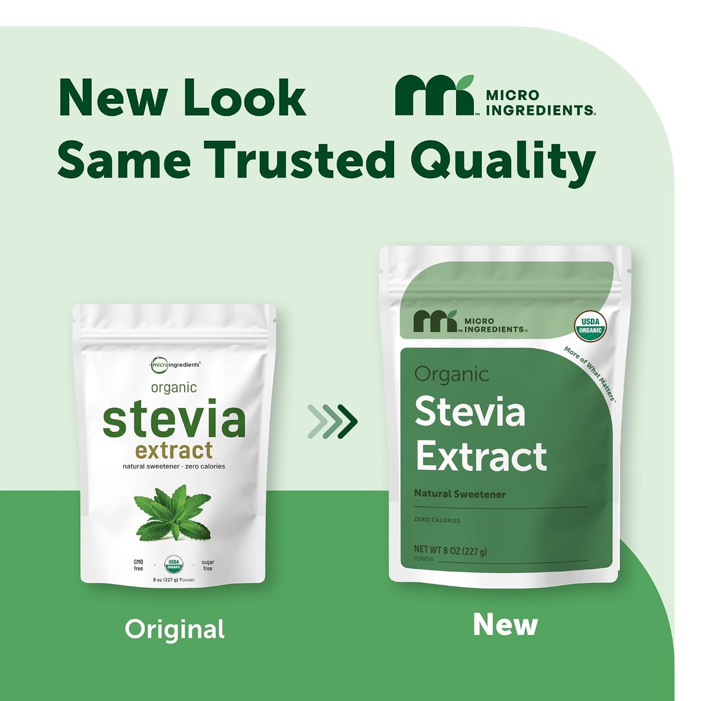 Micro Ingredients Pure Organic Stevia Powder, 8 Ounces, 1418 Serving, Highest Grade Stevia Green Leaf Extract Reb-A, Reduced Bitter Aftertaste, 0 Calorie, Natural Sweetener, Sugar Alternative, Keto Friendly