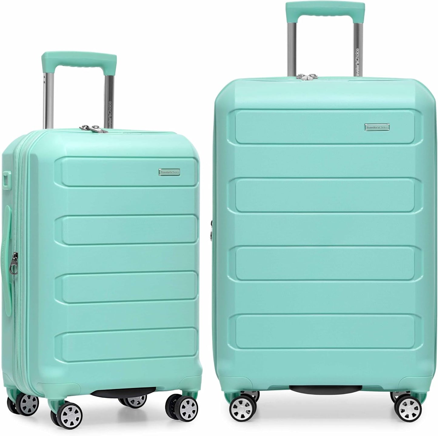 Traveler's Choice Pagosa Hardshell Expandable Luggage with Spinner Wheels, Baby Blue, 22-Inch Carry-on
