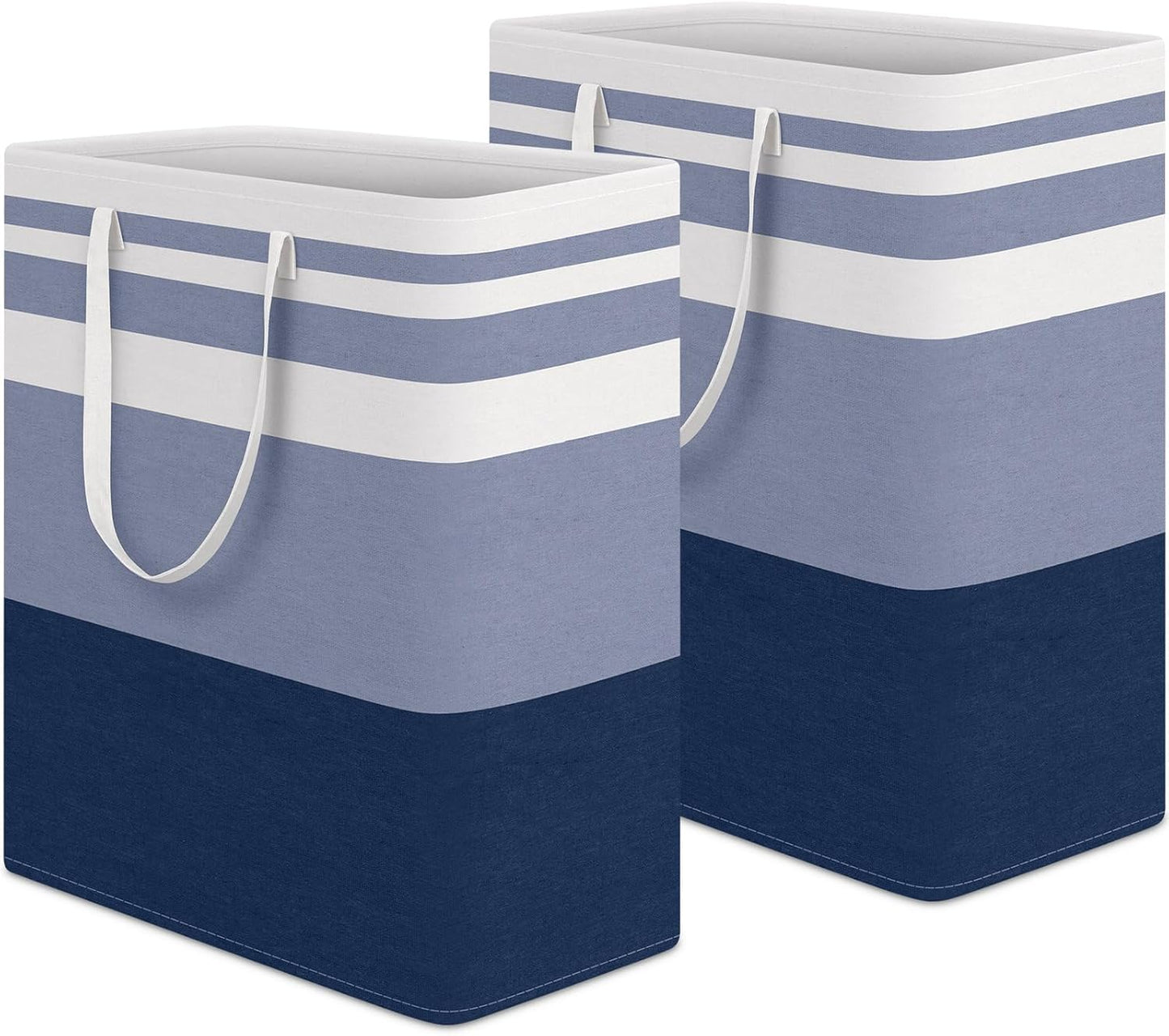 HomeHacks 2 Pack Large Laundry Baskets, Waterproof, Freestanding Laundry Hampers, Collapsible Clothes Hamper with Reinforced Handles in Laundry, College Dorm, Bathroom, Bedroom (Pink, 75Lx2)