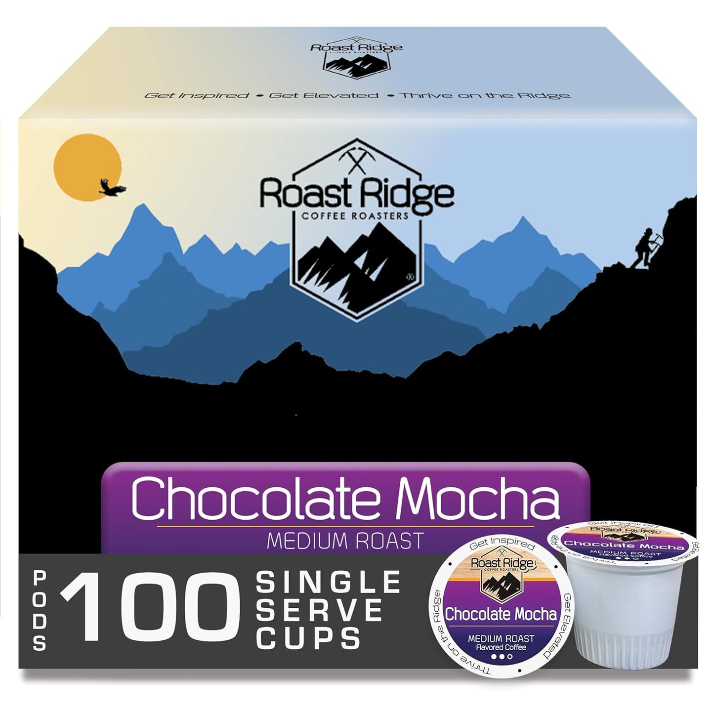 Roast Ridge Single Serve Coffee Pods for Keurig K-Cup Brewers, Variety Pack, 100 Count (20 each: Salted Caramel, Southern Pecan, Chocolate Mocha, Hazelnut, French Vanilla)