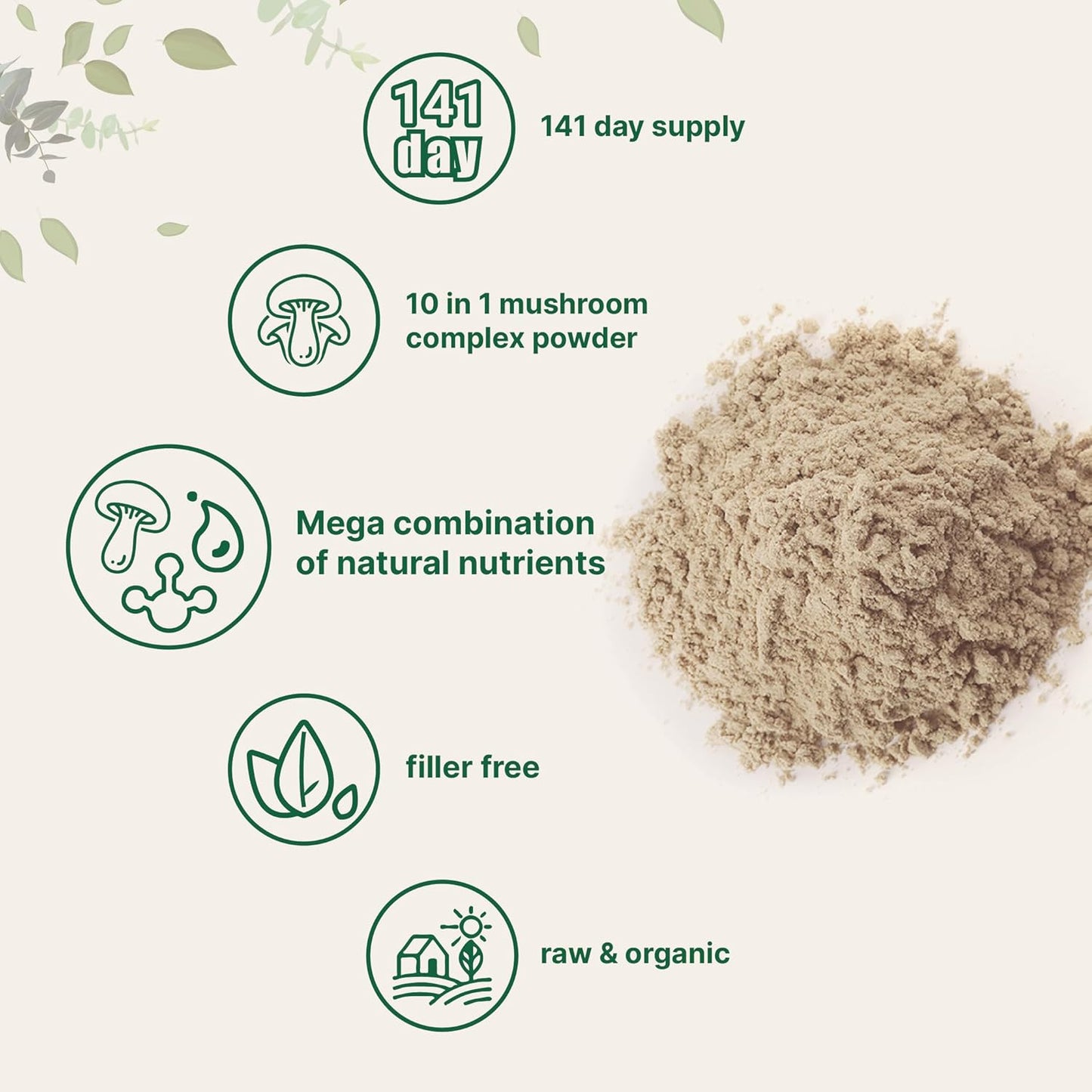 Micro Ingredients Organic Mushroom 10-in-1 Blend, 5 oz | Chaga, Lion’s Mane, Cordyceps & More | Great for Smoothies & Daily Use | Non-GMO, Vegan Friendly