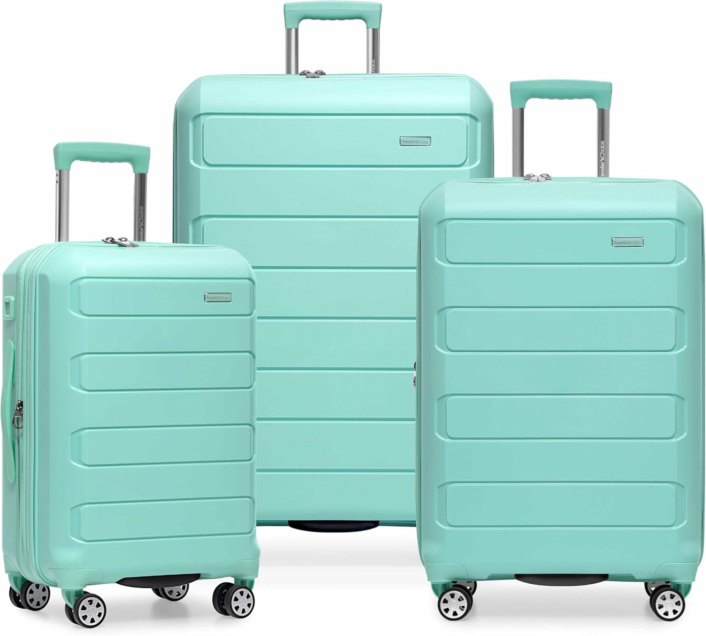 Traveler's Choice Pagosa Hardshell Expandable Luggage with Spinner Wheels, Baby Blue, 22-Inch Carry-on