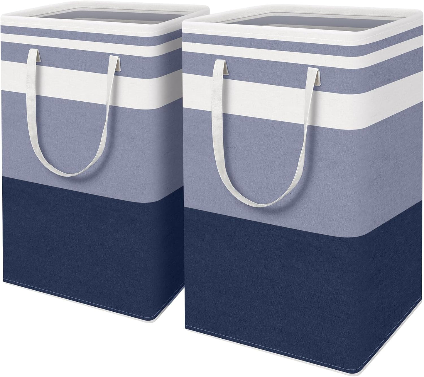 HomeHacks 2 Pack Large Laundry Baskets, Waterproof, Freestanding Laundry Hampers, Collapsible Clothes Hamper with Reinforced Handles in Laundry, College Dorm, Bathroom, Bedroom (Pink, 75Lx2)