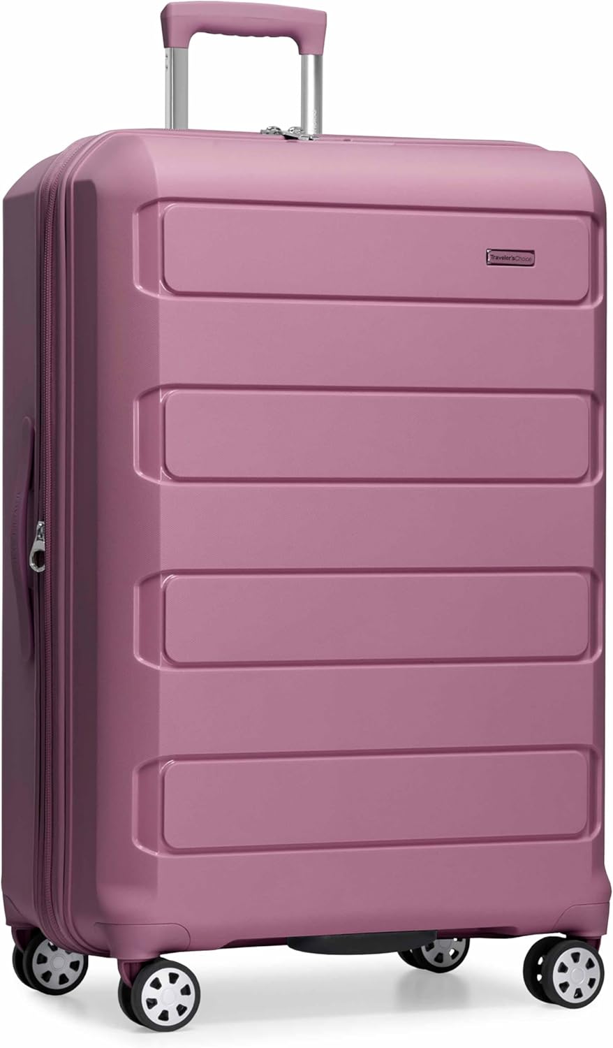 Traveler's Choice Pagosa Hardshell Expandable Luggage with Spinner Wheels, Baby Blue, 22-Inch Carry-on