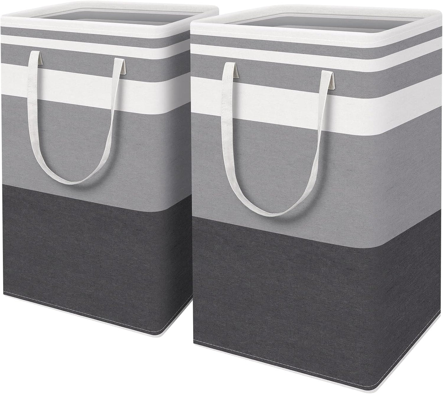 HomeHacks 2 Pack Large Laundry Baskets, Waterproof, Freestanding Laundry Hampers, Collapsible Clothes Hamper with Reinforced Handles in Laundry, College Dorm, Bathroom, Bedroom (Pink, 75Lx2)