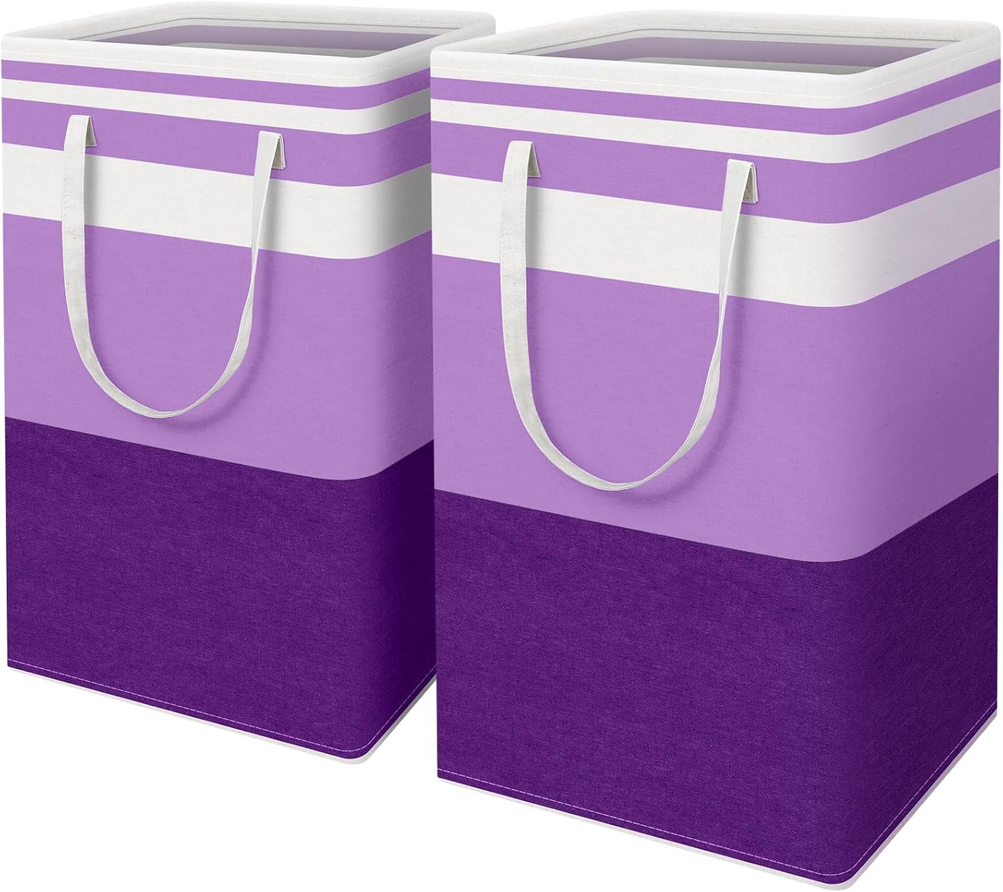 HomeHacks 2 Pack Large Laundry Baskets, Waterproof, Freestanding Laundry Hampers, Collapsible Clothes Hamper with Reinforced Handles in Laundry, College Dorm, Bathroom, Bedroom (Pink, 75Lx2)