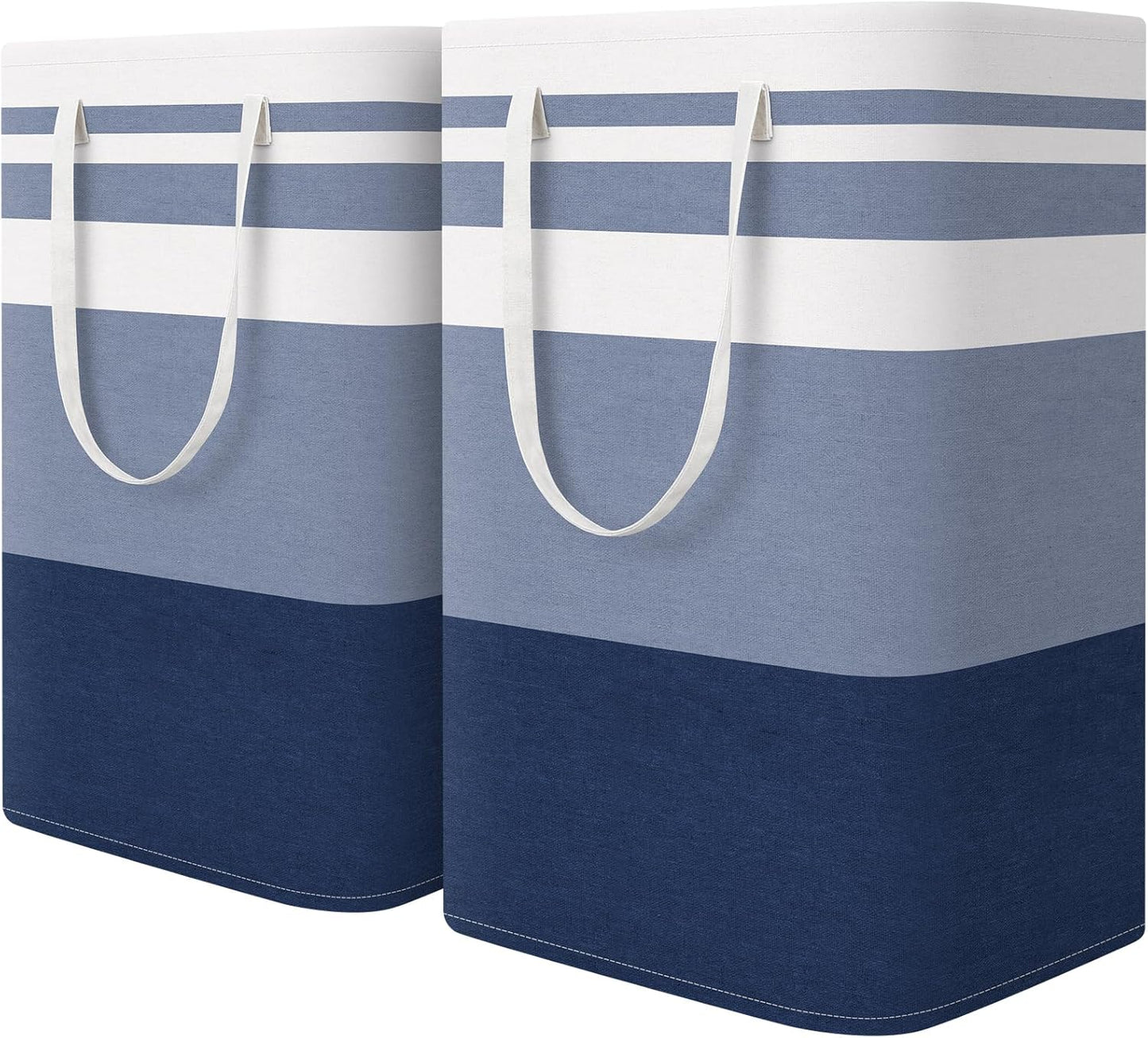 HomeHacks 2 Pack Large Laundry Baskets, Waterproof, Freestanding Laundry Hampers, Collapsible Clothes Hamper with Reinforced Handles in Laundry, College Dorm, Bathroom, Bedroom (Pink, 75Lx2)