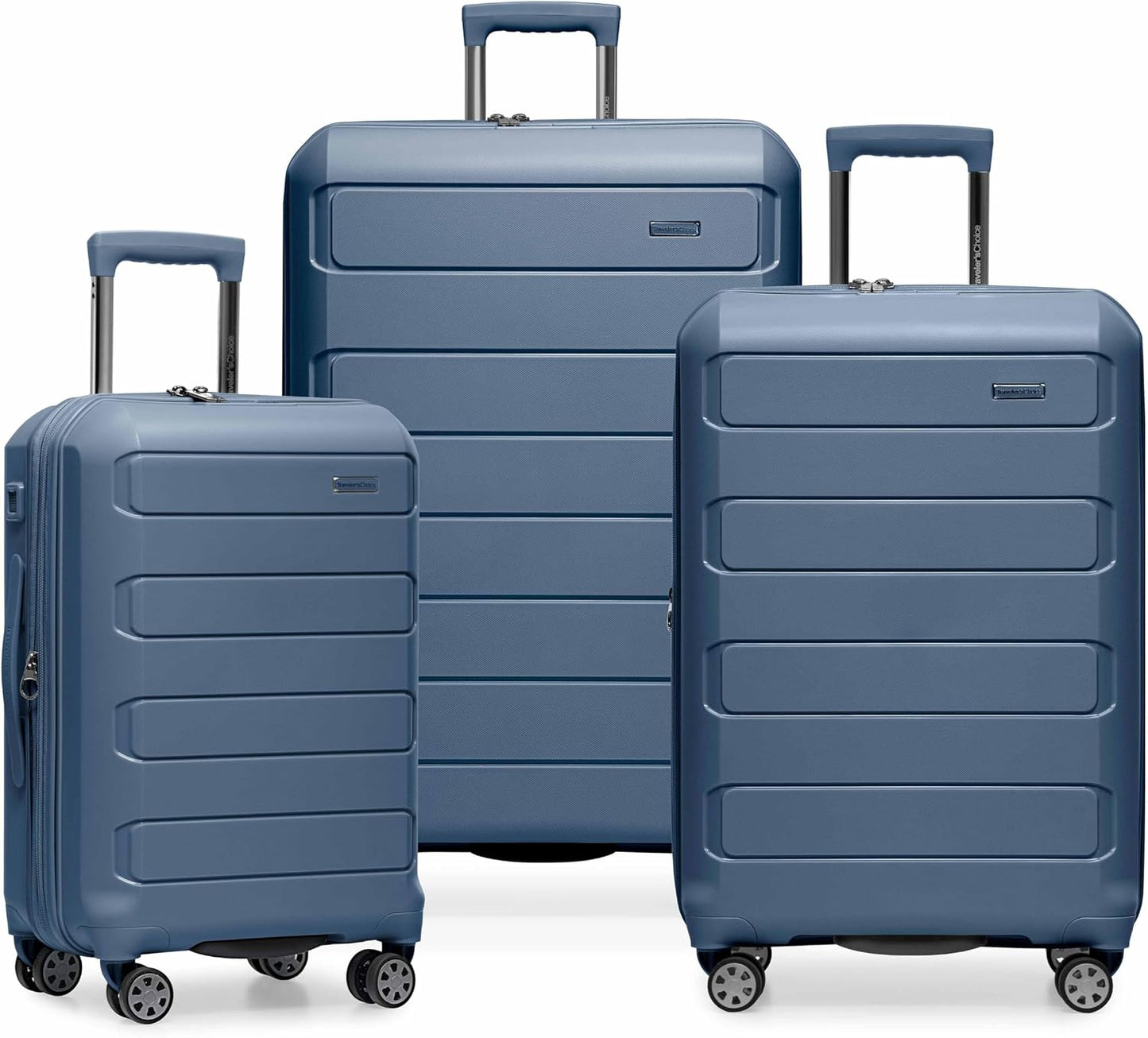 Traveler's Choice Pagosa Hardshell Expandable Luggage with Spinner Wheels, Baby Blue, 22-Inch Carry-on