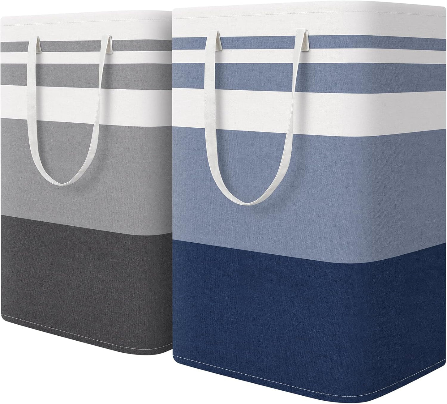HomeHacks 2 Pack Large Laundry Baskets, Waterproof, Freestanding Laundry Hampers, Collapsible Clothes Hamper with Reinforced Handles in Laundry, College Dorm, Bathroom, Bedroom (Pink, 75Lx2)