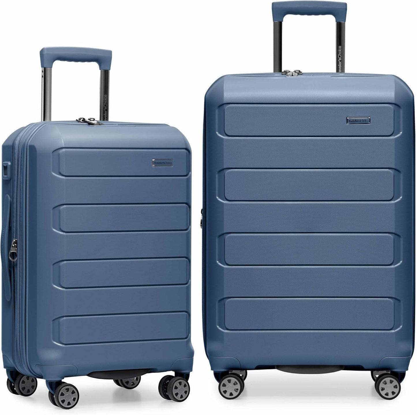 Traveler's Choice Pagosa Hardshell Expandable Luggage with Spinner Wheels, Baby Blue, 22-Inch Carry-on