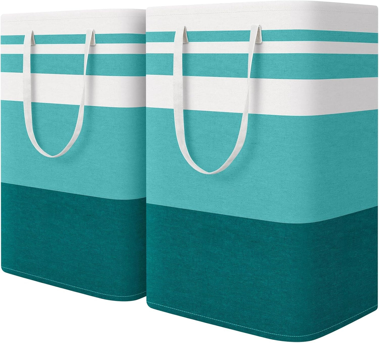 HomeHacks 2 Pack Large Laundry Baskets, Waterproof, Freestanding Laundry Hampers, Collapsible Clothes Hamper with Reinforced Handles in Laundry, College Dorm, Bathroom, Bedroom (Pink, 75Lx2)