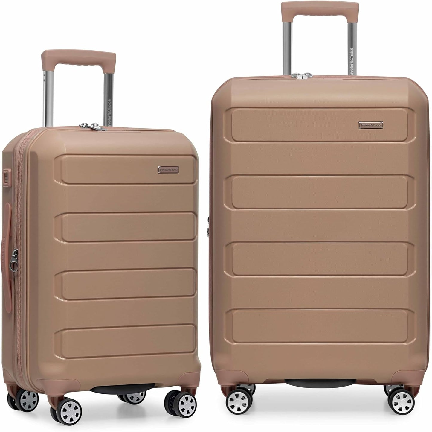 Traveler's Choice Pagosa Hardshell Expandable Luggage with Spinner Wheels, Baby Blue, 22-Inch Carry-on