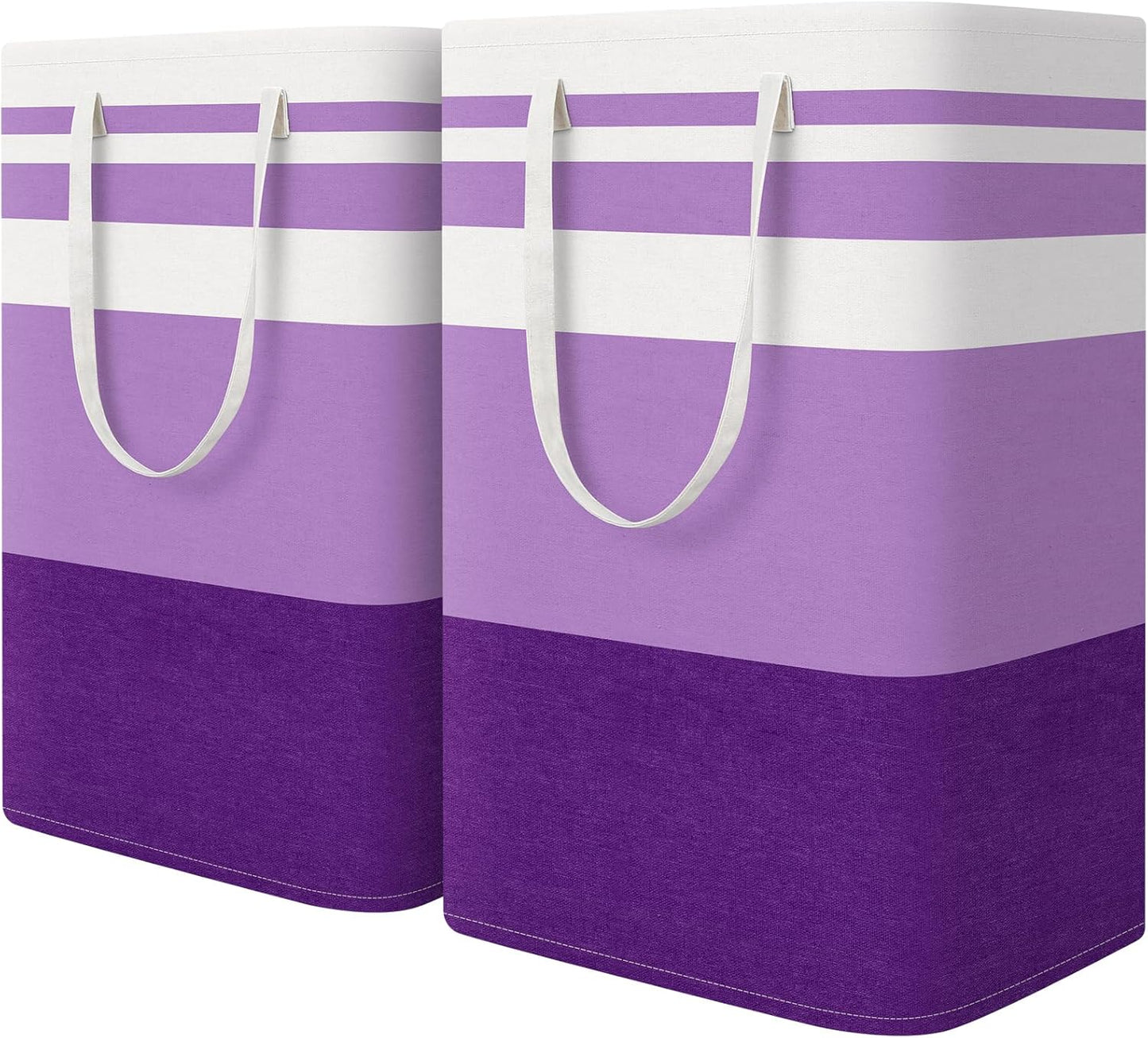 HomeHacks 2 Pack Large Laundry Baskets, Waterproof, Freestanding Laundry Hampers, Collapsible Clothes Hamper with Reinforced Handles in Laundry, College Dorm, Bathroom, Bedroom (Pink, 75Lx2)