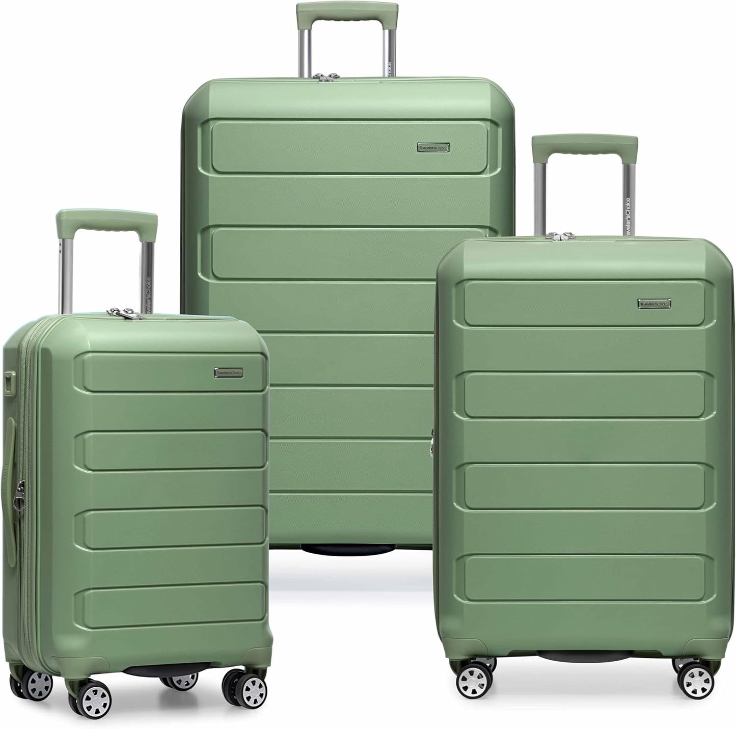 Traveler's Choice Pagosa Hardshell Expandable Luggage with Spinner Wheels, Baby Blue, 22-Inch Carry-on