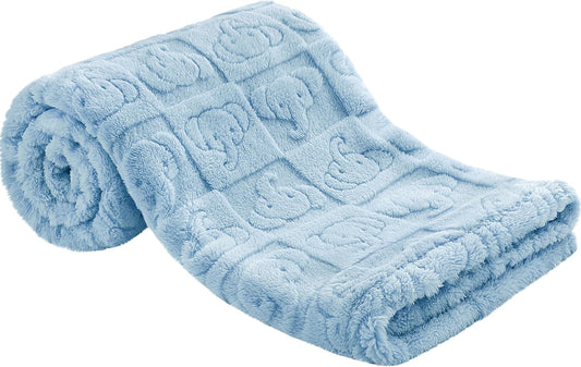 Pro Goleem Elephant Baby Boy Blanket, Soft Fleece Baby Blankets for Boys, 30" x 40" Blue Crib & Stroller Blanket for Newborns and Toddlers