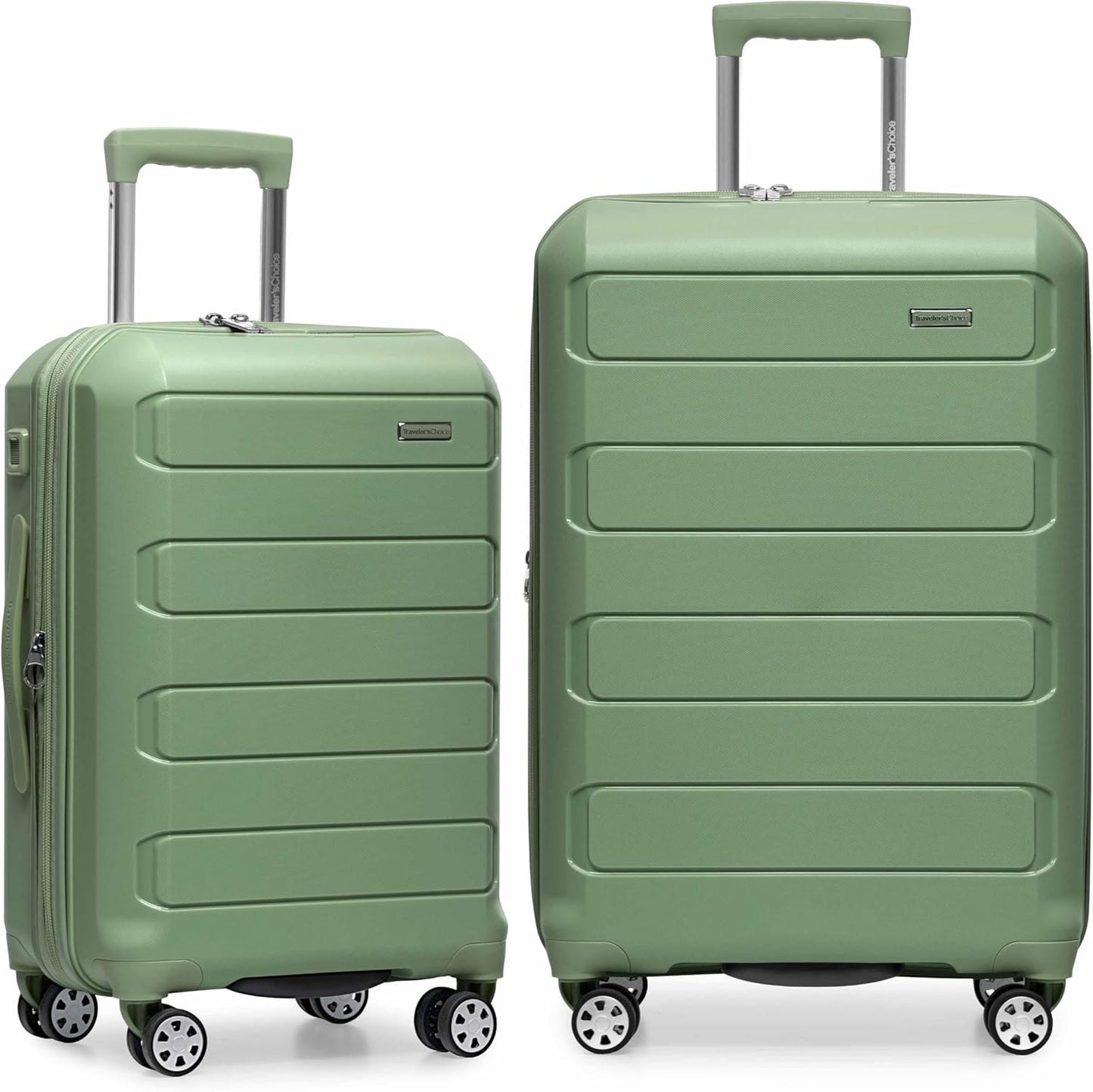 Traveler's Choice Pagosa Hardshell Expandable Luggage with Spinner Wheels, Baby Blue, 22-Inch Carry-on