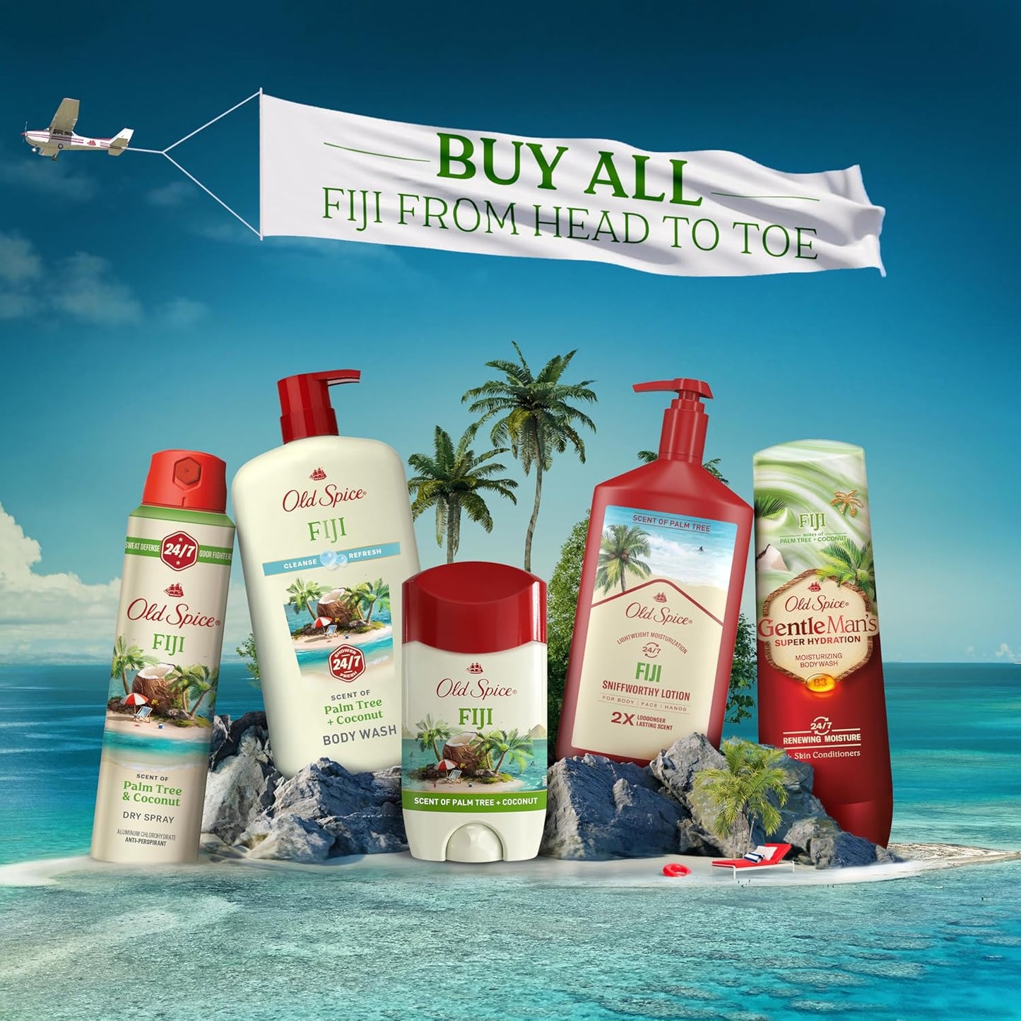 Old Spice Dry Feel Antiperspirant Deodorant for Men, 24/7 Sweat & Odor Protection, Gentle on Skin with Skin Conditioners, Dry Feel Stick, Fiji with Palm Tree + Coconut Scent, 2.6 oz (Pack of 2)